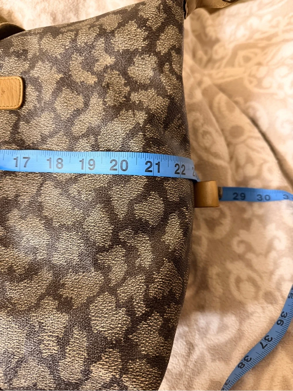 YSL Brown/Tan Logo Duffle Bag Large Zip Closure Silver Hardware | with COA